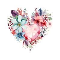 acquerello bellissimo fiori formatura cuore amore floreale clipart foto