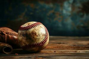 nostalgico fondale Vintage ▾ baseball essenza catturato nel vecchio stile estetico e fascino ai generato foto