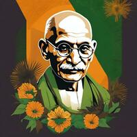 vettore illustrazione per 2 ° ottobre gandhi jayanti con simpatico e bellissimo design di ai generato foto