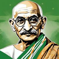 vettore illustrazione per 2 ° ottobre gandhi jayanti con simpatico e bellissimo design di ai generato foto