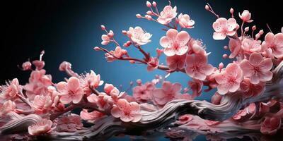 ai generato. ai generativo. asiatico giapponese fiore pianta sakura ciliegia fiorire poco albero decorazione. grafico arte foto