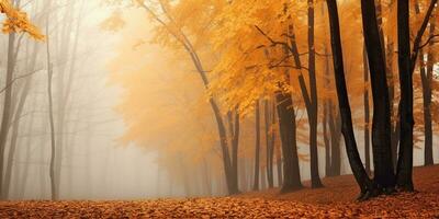 ai generato. ai generativo. autunno foresta all'aperto natura arancia giallo parco autunno paesaggio sfondo. grafico arte foto