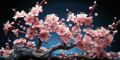 ai generato. ai generativo. asiatico giapponese fiore pianta sakura ciliegia fiorire poco albero decorazione. grafico arte foto