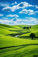 tranquillo, calmo campagna con rotolamento verde colline foto