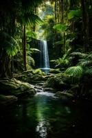 lussureggiante tropicale giungla con a cascata cascata foto