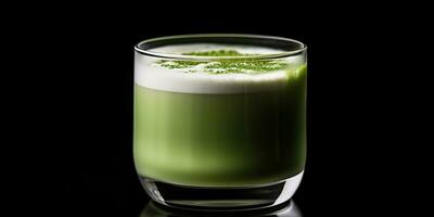 ai generato. ai generativo. giapponese asiatico cibo tazza matcha latte macchiato arte su semplice sfondo. grafico arte foto