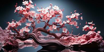 ai generato. ai generativo. asiatico giapponese fiore pianta sakura ciliegia fiorire poco albero decorazione. grafico arte foto