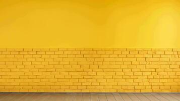 soleggiato giallo mattone parete con generoso copia spazio foto