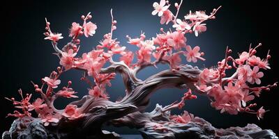 ai generato. ai generativo. asiatico giapponese fiore pianta sakura ciliegia fiorire poco albero decorazione. grafico arte foto