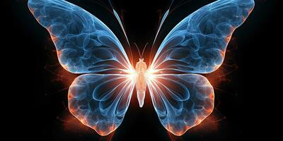 ai generato. ai generativo. frattale raggi X raggiante farfalla insetto insetto decorativo modello. grafico arte foto