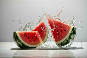 acqua spruzzo su un' anguria frutta. professionista foto