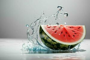 acqua spruzzo su un' anguria frutta. professionista foto