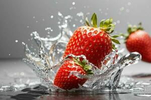 acqua spruzzo su fragola. professionista foto