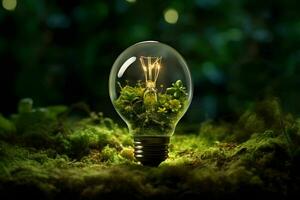 impianti dentro il leggero lampadina. verde energia. eco concetto. foto
