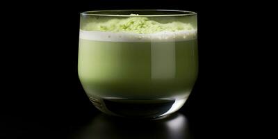 ai generato. ai generativo. giapponese asiatico cibo tazza matcha latte macchiato arte su semplice sfondo. grafico arte foto