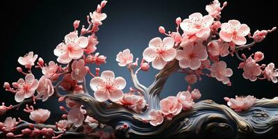 ai generato. ai generativo. asiatico giapponese fiore pianta sakura ciliegia fiorire poco albero decorazione. grafico arte foto