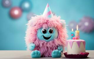giocoso creatura colorato compleanno celebrazione, ai-generato Immagine foto
