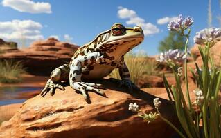 tutto il corpo 3d illustrazione di il vegas valle leopardo rana, generativo ai foto