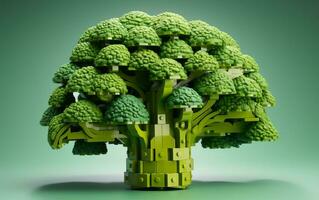 Lego artigianale in un' broccoli forma, generativo ai foto