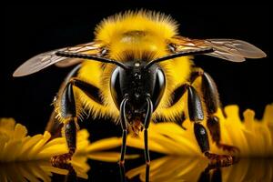 pluripremiato fotografia di un elegante Bumble ape, generativo ai foto