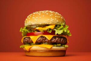 vivace sfondo con un isolato cheeseburger, generativo ai foto