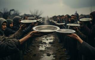 documentario fotografia, coda di persone chiede per cibo foto