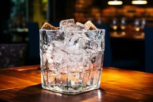 il trasparente bicchiere ghiaccio benna. generativo di ai foto