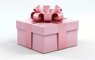 un' rosa regalo scatola su un' bianca sfondo. generativo di ai foto