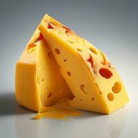 un accattivante fetta di formaggio su un' piatto foto