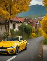 un' bellissimo BMW auto nel un' bellissimo ambientazione foto