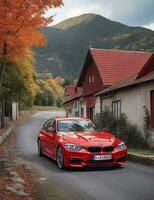 un' bellissimo BMW auto nel un' bellissimo ambientazione foto