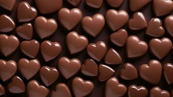 cuore sagomato cioccolato caramelle sfondo. dolci sfondo. superiore Visualizza. ai generato foto