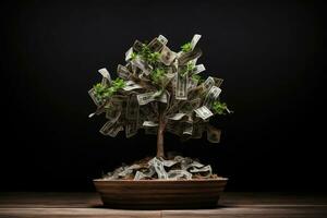 i soldi albero. un' simbolo di finanziario successo. ai generato foto