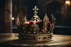 bellissimo re corona. fantasia medievale periodo. generativo ai foto