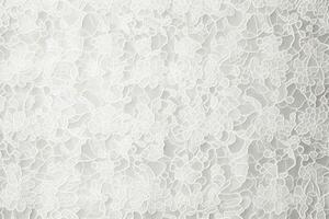 bianca pizzo decorato con piccolo fiori su il bianca sfondo. generativo ai foto