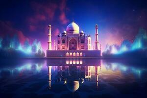 taj Mahal con fuochi d'artificio nel il sfondo, nuovo delhi, India. ai generato professionista foto
