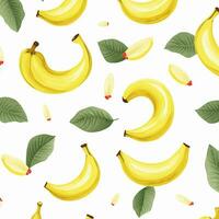 banane e le foglie su bianca sfondo design. ai generato foto