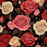 rosa fiore sfondo disegno, rosso Rose su nero sfondo. ai generato gratuito foto