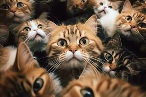 ritratti gruppo di gatti divertente facce.generative ai. foto