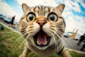 ritratti di gatti divertente facce.generative ai. foto