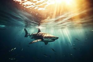 squalo nuoto nel il in profondità sea.generative ai. foto