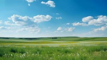 campo su blu cielo con cloud.generative ai. foto