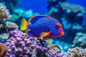 colorato bellissimo pesce nel il mare con bellissimo coralli .generativo ai. foto