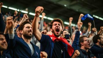 grande gruppo di sport fan su stadio foto