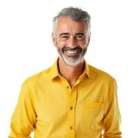 attività commerciale uomo nel giallo camicia isolato foto