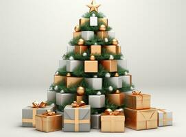 Natale albero a partire dal verde e oro regalo scatole foto