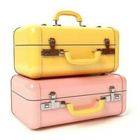 giallo e rosa valigie isolato foto