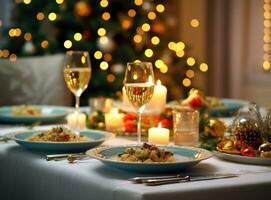 bellissimo Natale tavolo per vacanza cena foto