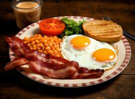 inglese prima colazione con fritte uova e Bacon foto