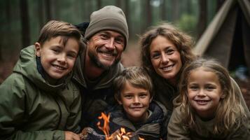 pieno di natura famiglia avventura nel il boschi foto